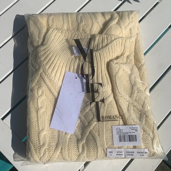 ASOS Violet Romance Oversized High Neck Cable Knit Oversized Tunic Dress Sweater - Picture 12 of 16